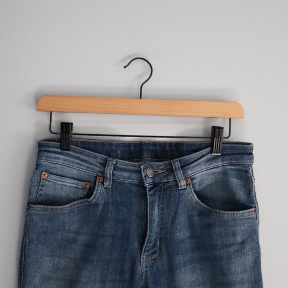 Du/er Performance 26x32 Straight Leg Slim 5-Pocket Blue Med-Wash Denim Jeans - Picture 4 of 14